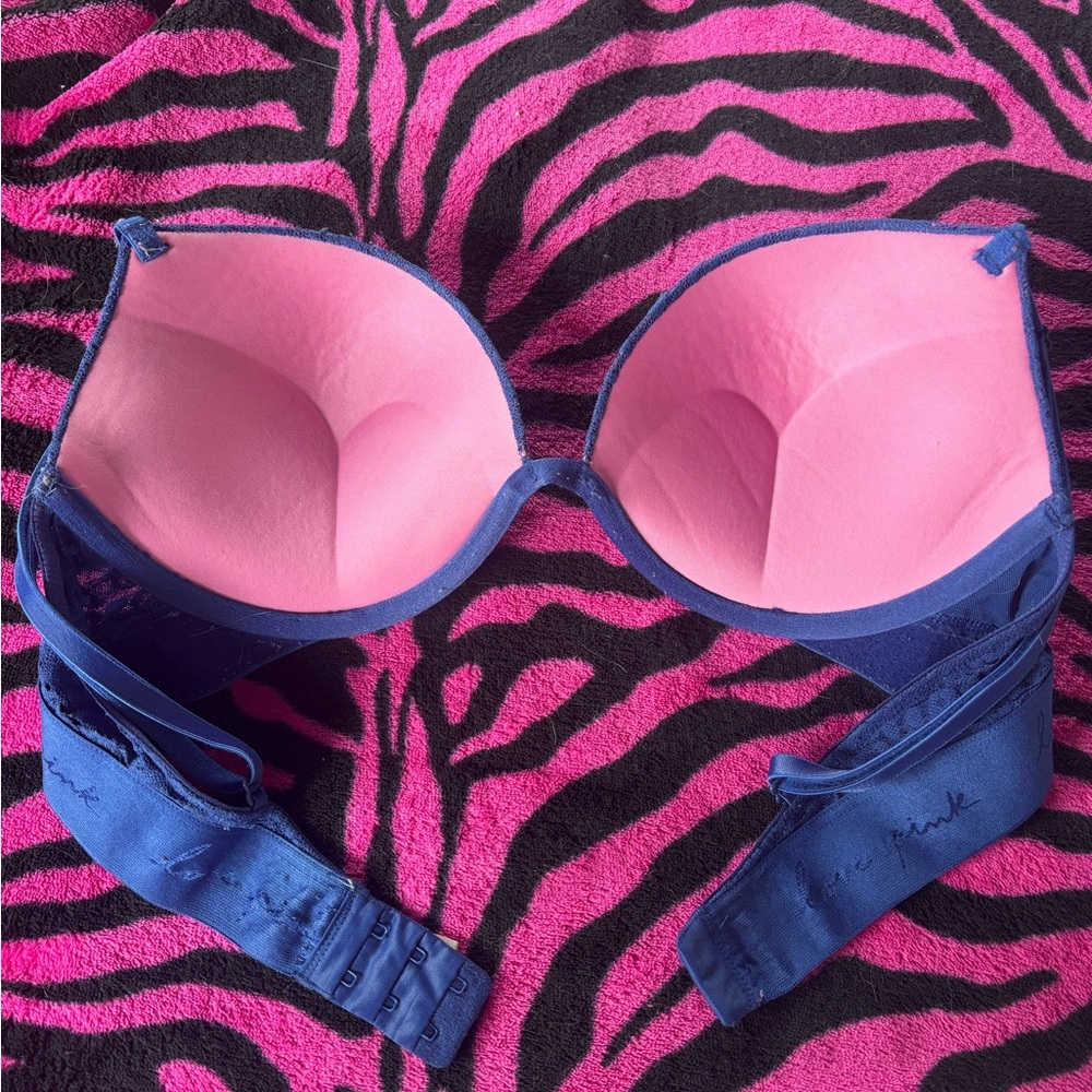 PINK Victoria's Secret Blue Lace Push-Up Bra - Picture 2 of 4